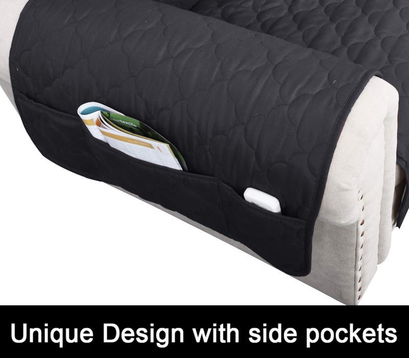 CHHKON Waterproof Nonslip Recliner Cover Stay in Place, Dog Couch Chair Cover Furniture Protector, Ideal Loveseat Slipcovers for Pets and Kids (Dark Grey, 23'') - Image 4
